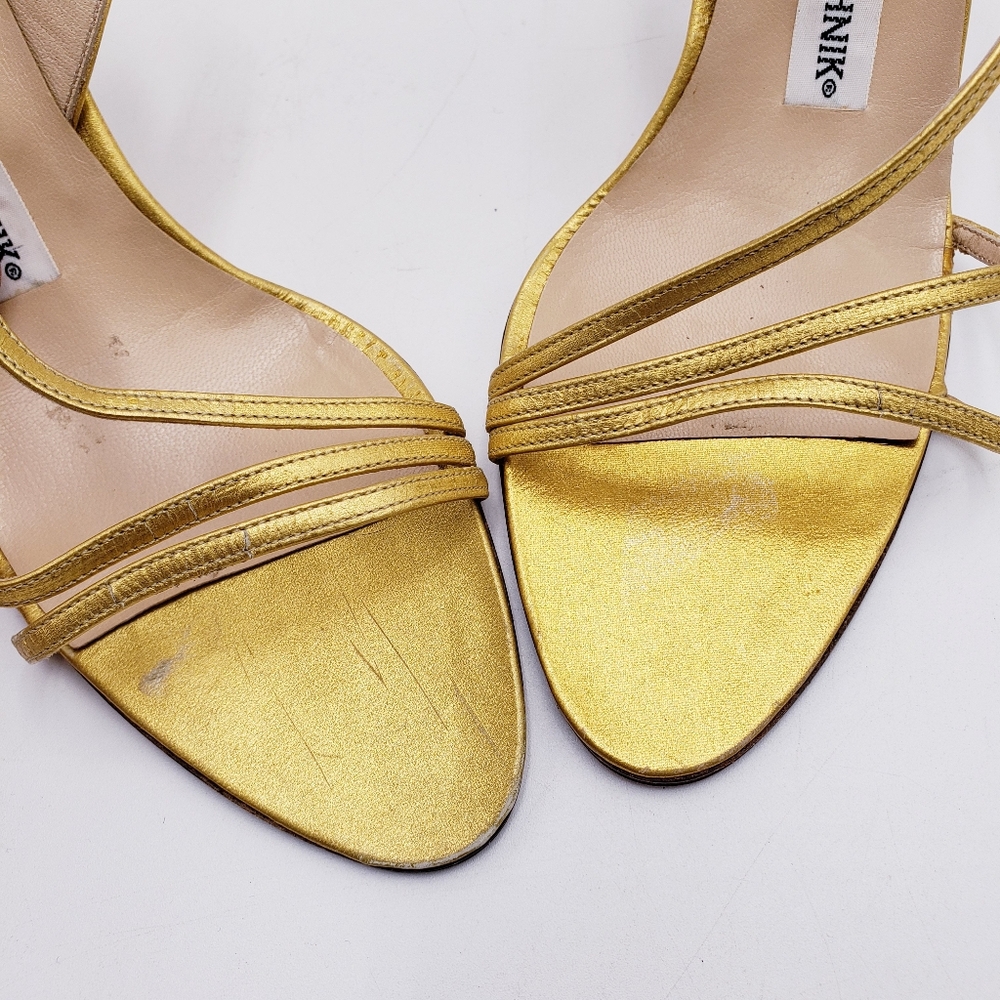 Manolo Blahnik Gold Strappy Heels - Picture 7 of 11